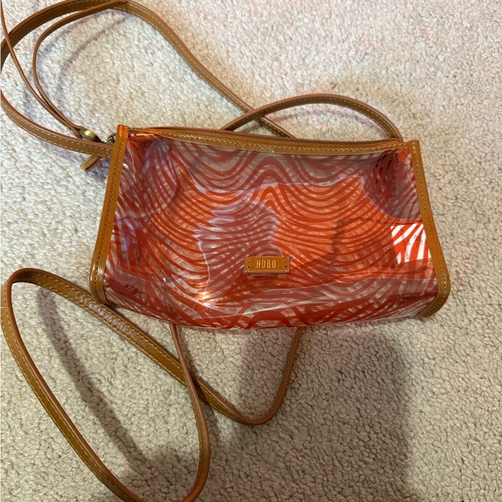 HOBO Orange and Tan Crossbody Bag - clear